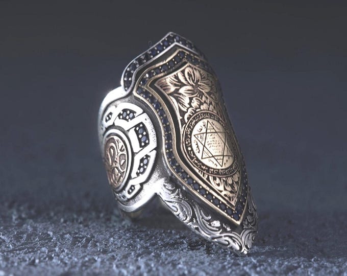 Handmade Seal of Solomon Ring: 925 Sterling Silver Ottoman Zihgir
