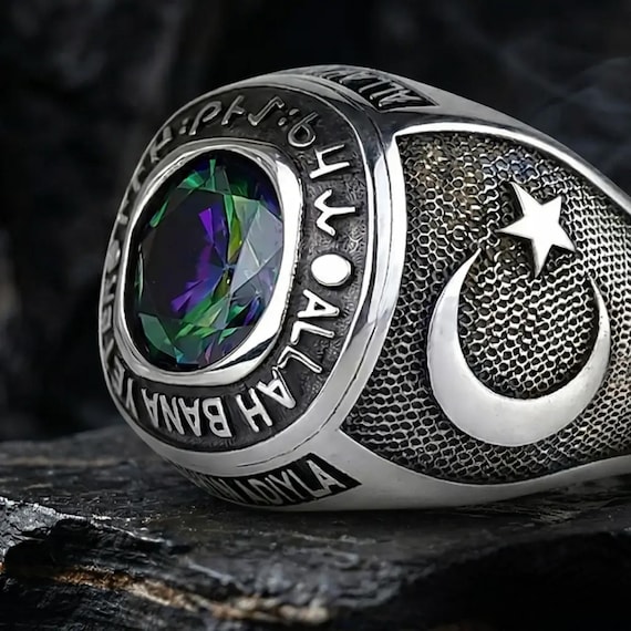 Mens Mystic Topaz Ring in 925 Sterling Silver