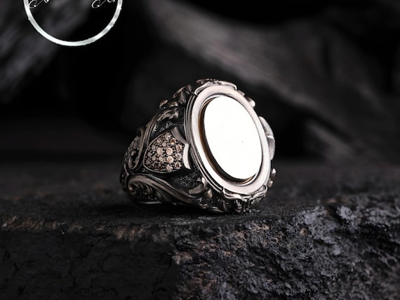 Handmade Sterling Silver Shield Ring: Custom Engraved Islamic Signet