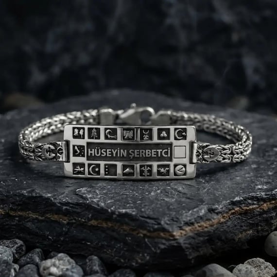 16 Turkish States Bracelet, Custom 925 Silver Men Gift