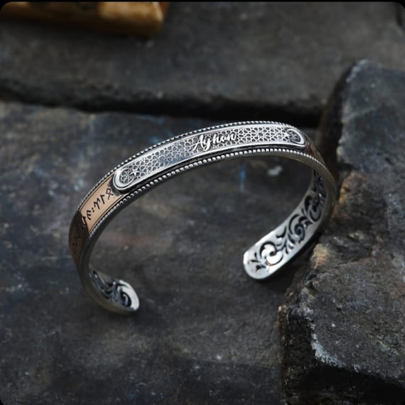Crescent and Moon Named 925 Sterling Silver Bracelet, Personalizable Name Gift