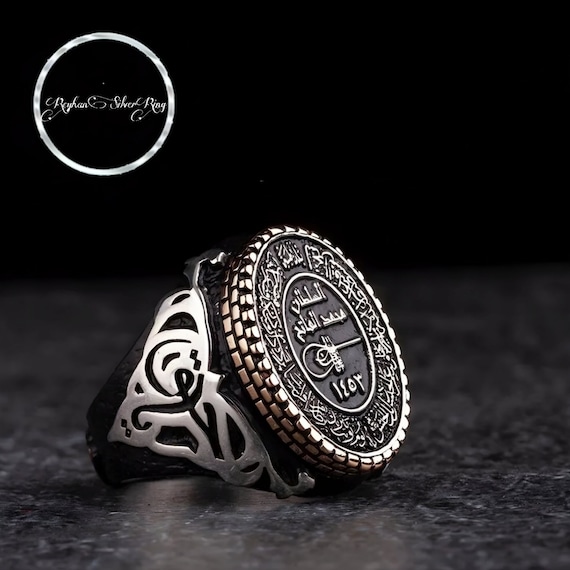 Ottoman Fatih Han Seal Men Ring - Unique Silver Sultan Jewelry - Handmade Turkish Gift