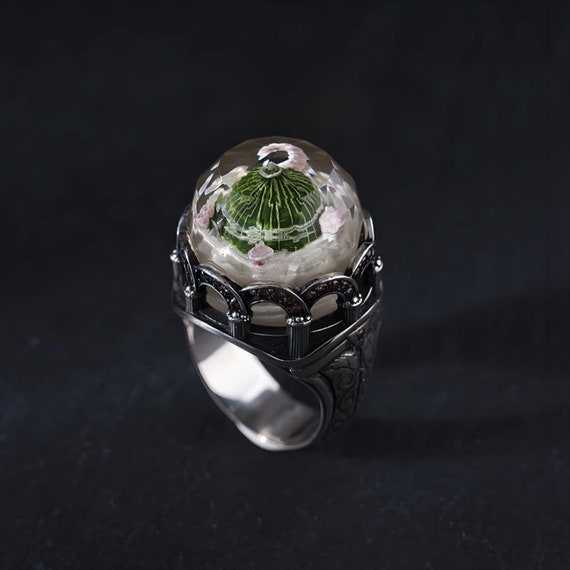 Handcrafted 925 Sterling Silver Masjid an-Nabawi Ring - Islamic Gift