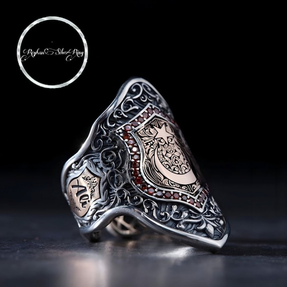 Moon Star Sterling Silver Archery Ring: Customizable Zihgir