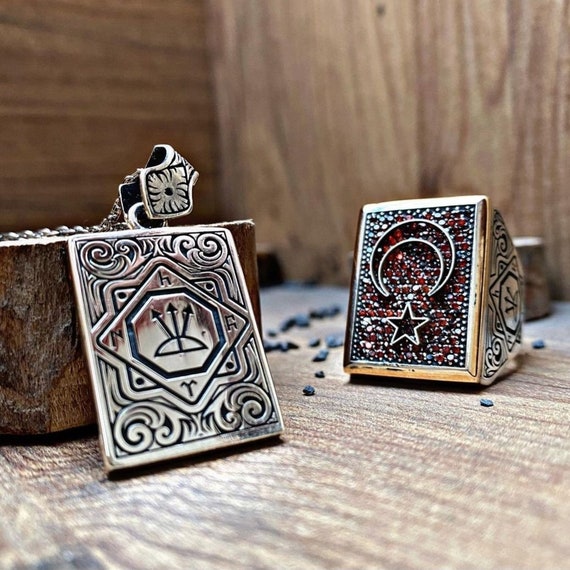 【新品未開封】【レコード】HIROSHI NA Turkey Necklace Turkish Crescent and Star Flag and Seal of Oghuz Khan Silver