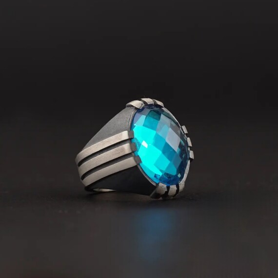 Blue Zirconia Sterling Silver Ring - Handmade Claw Setting