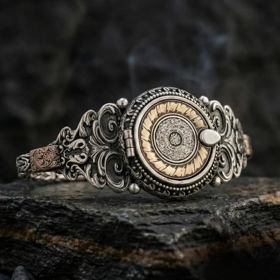 925 Silver Men's Locket Bracelet, Engraved Secret Dua Islamic Men Gift