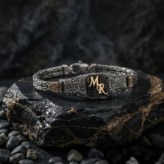 Personalized Wolf Bracelet, 925 Silver Gift for Men