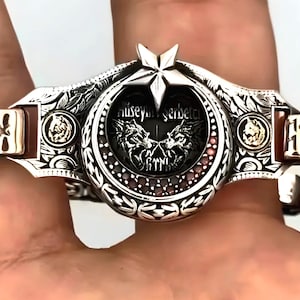 Sterling Silver 925 Crescent Star Men's Bracelet – Personalized Name Initial Design Option