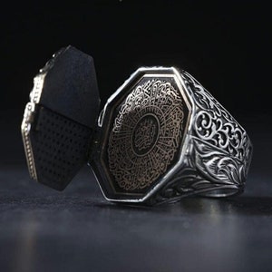 Anillo con sello de letra en plata de ley, anillo con sello personalizado, anillo con inicial para hombre, anillo con sello único