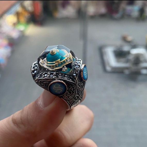 Handmade Engraved Sterling Silver Men's Ring: Samarkand Style