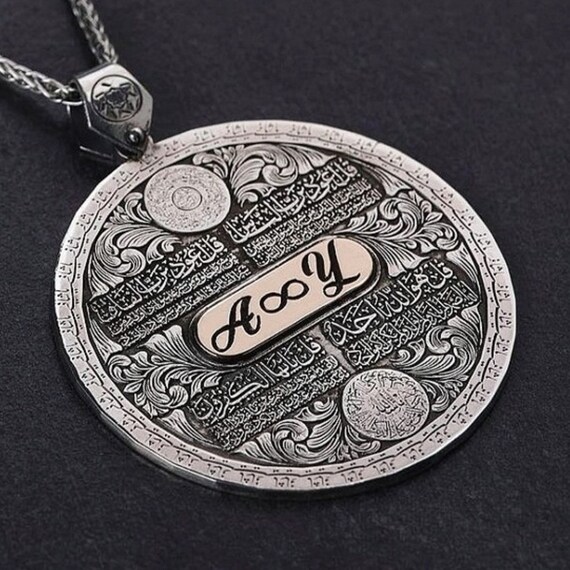 Handmade Sterling Silver Prayer Medallion Necklace: Personalized Turkish Pendant