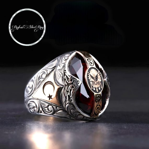 Black Onyx Sterling Silver Ottoman Ring: Turkish Islamic Gift