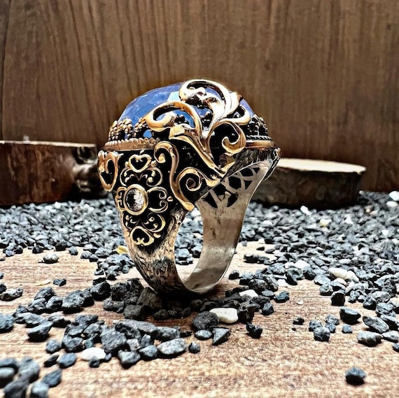 Handmade Phoenix Carved Moonstone Ring: 925 Sterling Silver Adjustable Band