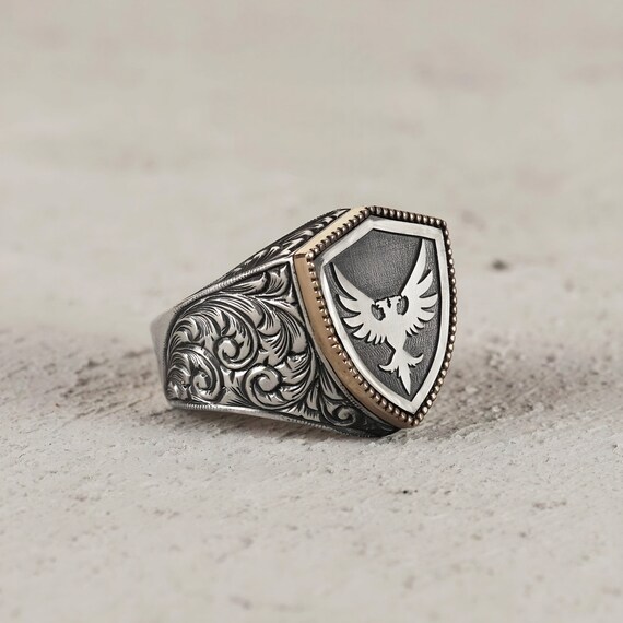 Handcrafted 925 Sterling Silver Phoenix Ring with Engraved Detailing
