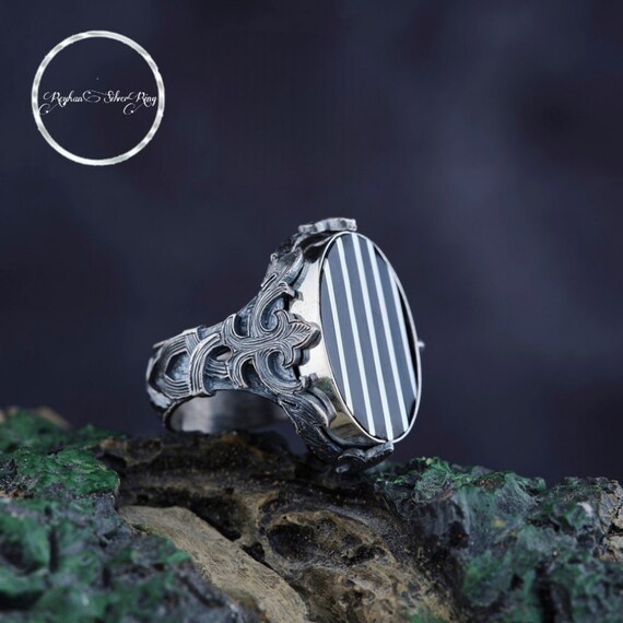 Handcrafted Black Amber Sterling Silver Ring: Energy Stone Jewelry