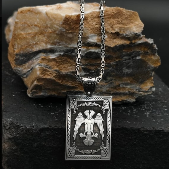 Double Headed Eagle Sterling Silver Necklace: Islamic Turkish Jewelry