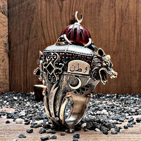 Nizam Sterling Silver Wolf Ring: Adjustable 925k Silver