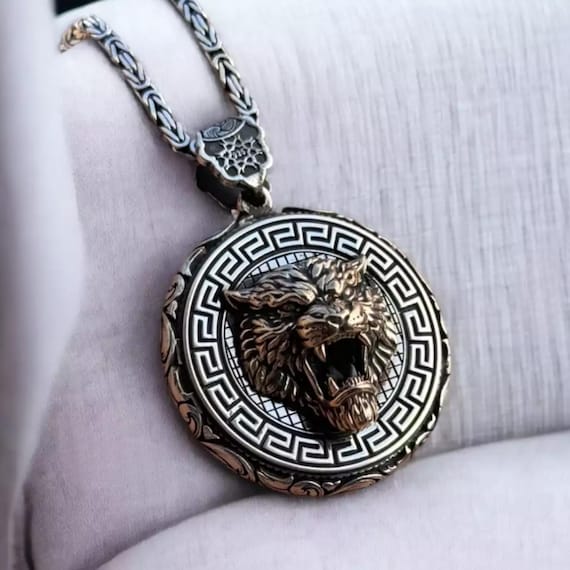 Panther and Wolf Sterling Silver Necklace, 925 Silver, Unique Men's Jewelry