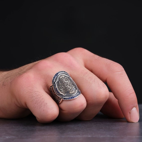 Sterling Silver Islamic Archer Thumb Ring: Adjustable Zihgir, Power Symbol