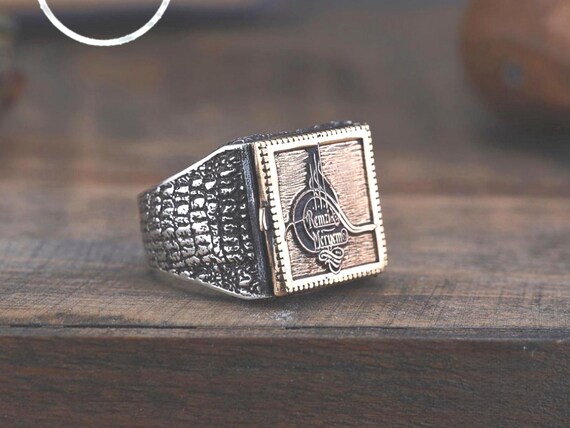 Men's Personalized Sterling Silver Ring: Tree Bark Texture, Turkish Design