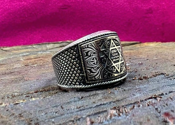 Seal of Solomon Sterling Silver Ring: Turkish Ottoman Handmade Jewelry