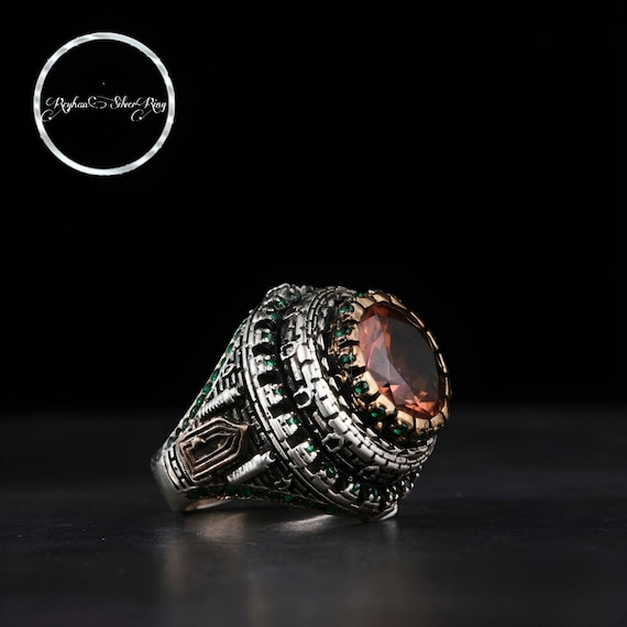 Handmade Sultanite Ring Inspired by Hazrat Ali's Sword - Turkish Silver Jewelry