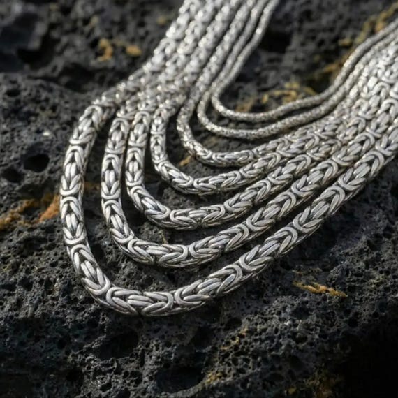 Handmade Sterling Silver Byzantine Chain Necklace | King Chain