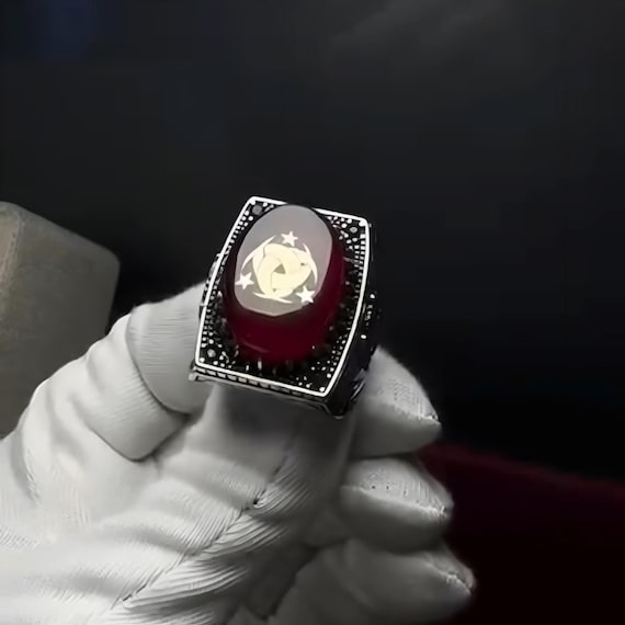 Handcrafted Ottoman Emblem Amber Sterling Silver Ring