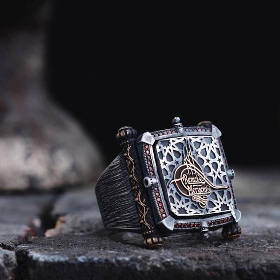 Ottoman Seal Sterling Silver Ring: Moon Star, Custom Jewelry