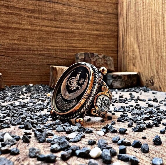Ottoman Seal Sterling Silver Men's Ring: Customizable Handmade Jewelry
