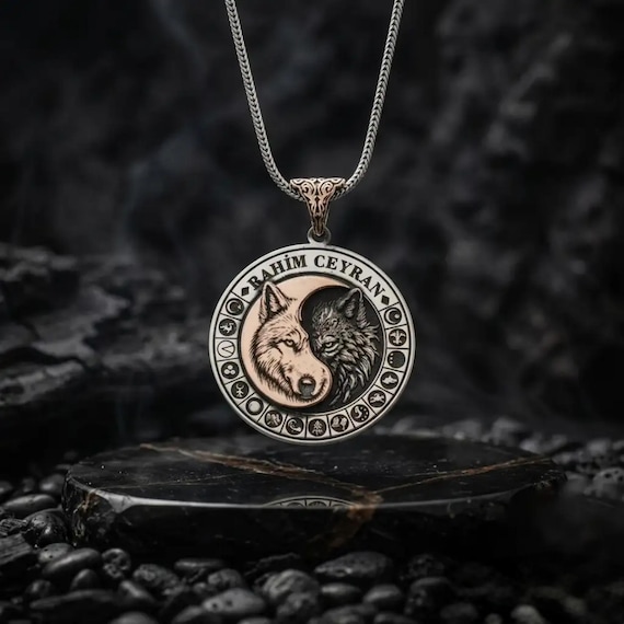 Personalized Wolf Necklace, 925 Sterling Silver Turkish Wolf Pendant