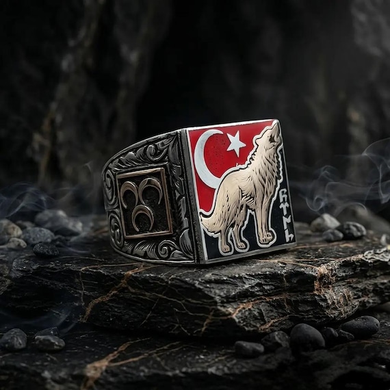 Bozkurt Moon Star Sterling Silver Ring