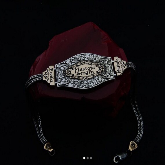 Silver Men's Foxtail Bracelet: Personalized Name Plate