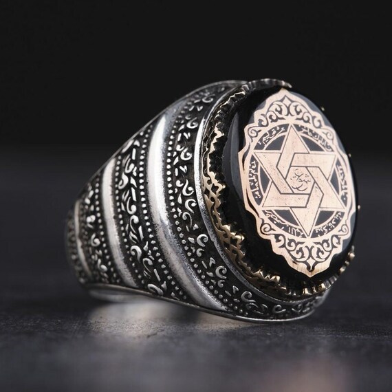 Unique Black Amber Men's Ring - A Timeless Expression of Love for Your Husband