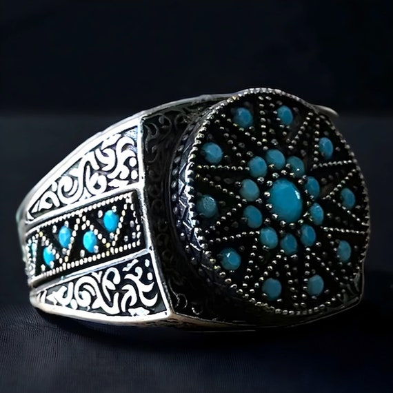 Arizona Turquoise Sterling Silver Ring: Adjustable Unisex Jewelry