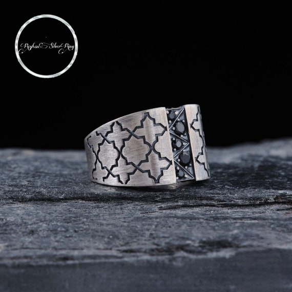 Black Zircon Stone Ring: Handmade 925K Sterling Silver Turkish Jewelry