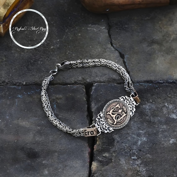 Personalized Sterling Silver Arabic Name Bracelet: Couples Initials