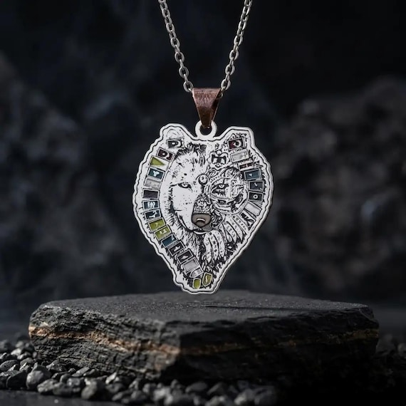 Wolf Head Silver Turkish Mens Necklace