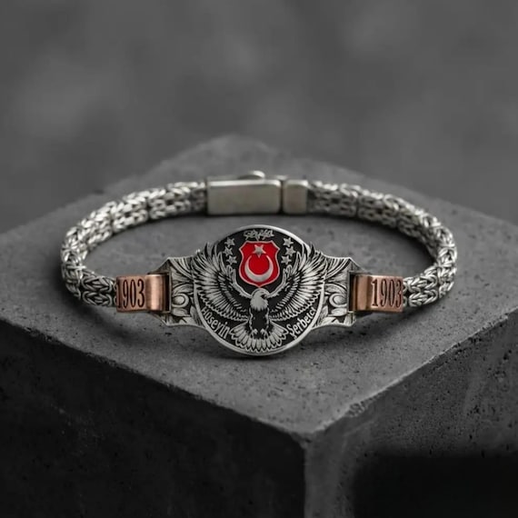 925 Sterling Silver Black Eagle Bracelet, Personalized for Men