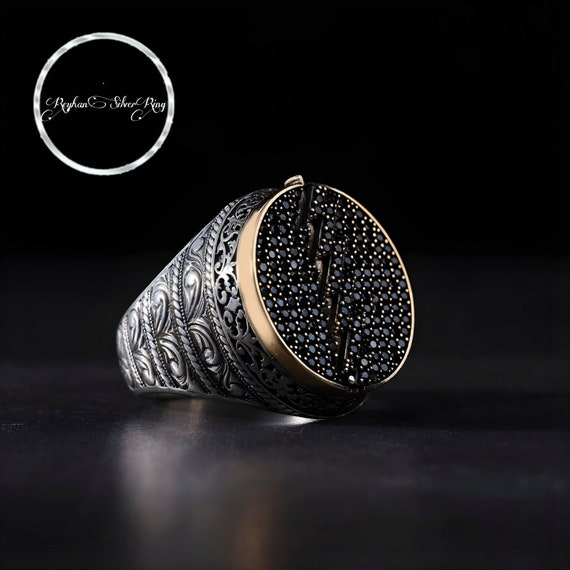 Turkish Handcrafted Black Zirkon Ring - Name Men's and Women's Ring