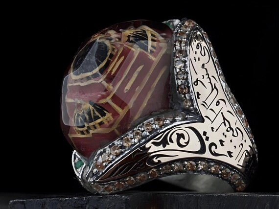 Handmade Sterling Silver Men's Ring: Turkish Carved Design, Adjustable Band