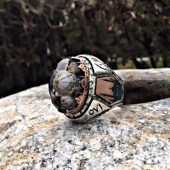 Handmade Sterling Silver Islamic Mosque Ring - Muslim Men's Jewelry