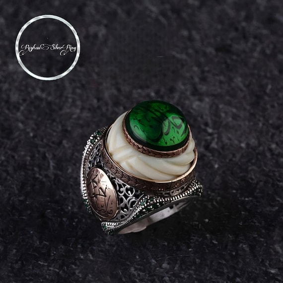 Green Katalin Amber Turban Ring: 925 Sterling Silver Ottoman Jewelry