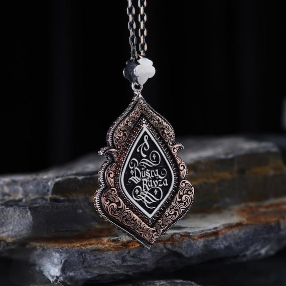 Sterling Silver Name Necklace – Seljuk Motif, Custom Arabic Calligraphy