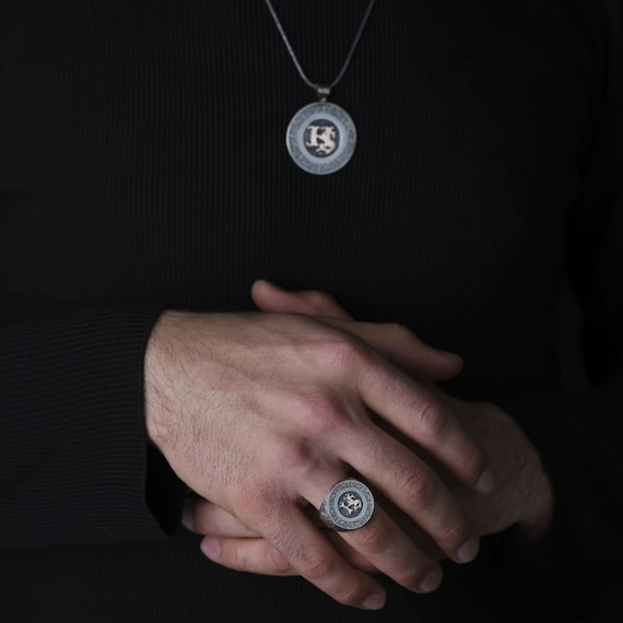 Letter Engraved Necklace And Ring, Personalized Silver Jewelry