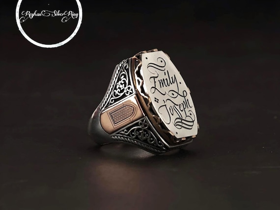 Customizable Calligraphy Sterling Silver Ring - Personalized Hand Written Design