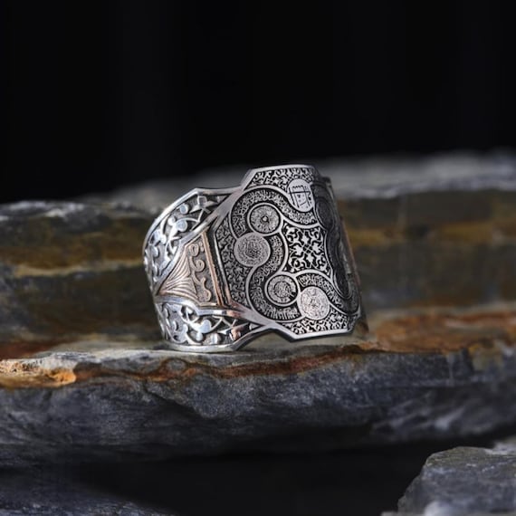 Personalized Sterling Silver Islamic Protection Ring: Quranic Verse, Seal of Solomon