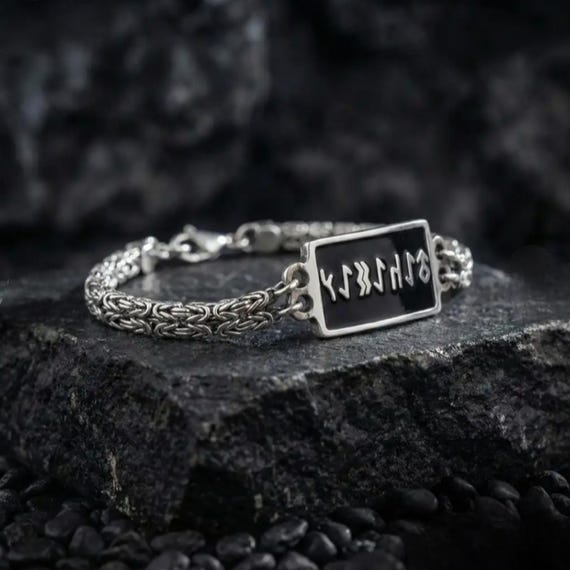 925 Sterling Silver Men’s Bracelet, Göktürk Script Bracelet