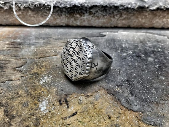 Zodiac Sterling Silver Talisman Ring: Astrology Celestial Jewel